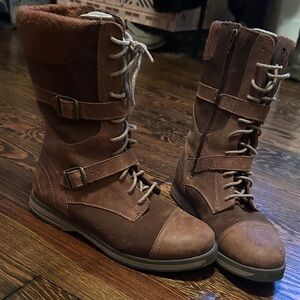 LL Bean Brown Buckle Lace-Up Boots